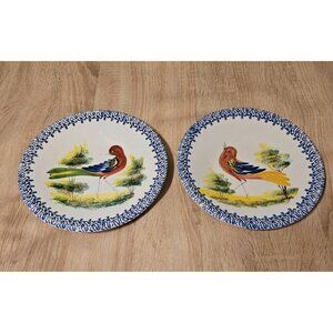 Lot Of 2 Nove Italy Handpainted Stoneware Bird Plates